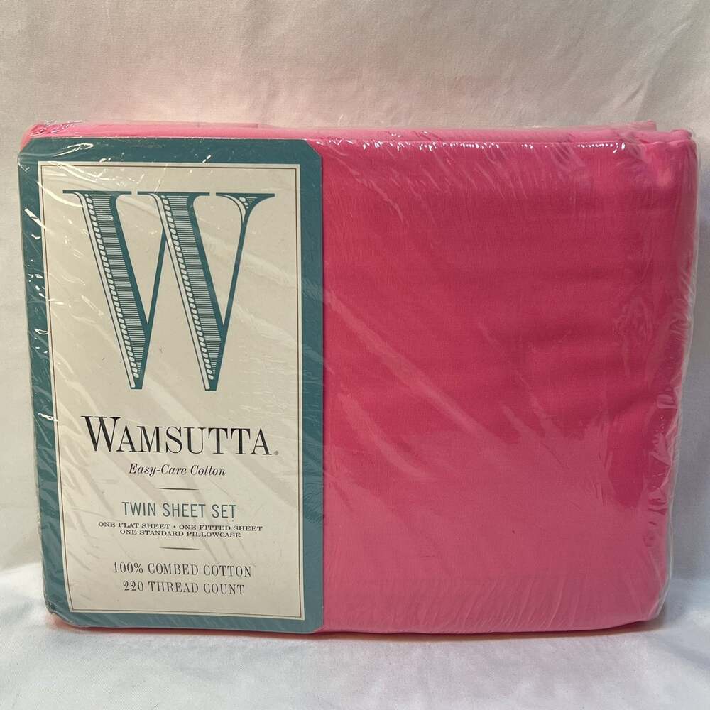 Vintage Wamsutta Easy-Care Cotton Twin Sheet Set Pink Solid 100% Cotton 220tc